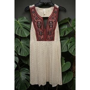 Sleeveless Lace Midi Dress Indian front Boho Ethnic Western Size L Indie Hippie